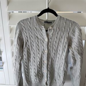 Brandy Melville Light Gray Cable Knit Cardigan